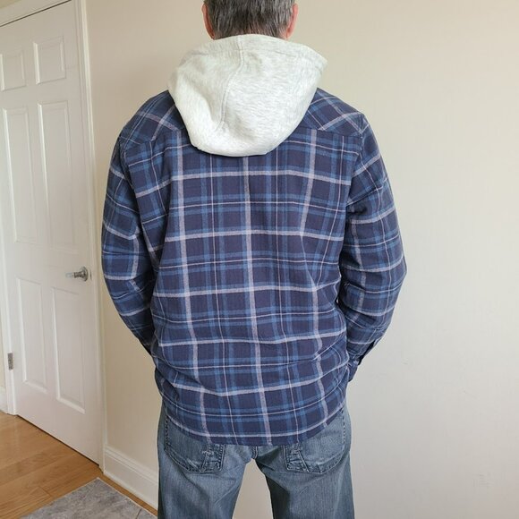 Ronin Factory Men’s Medium Sherpa-Lined Hooded Flannel Jacket Blue Plaid - Picture 3 of 10
